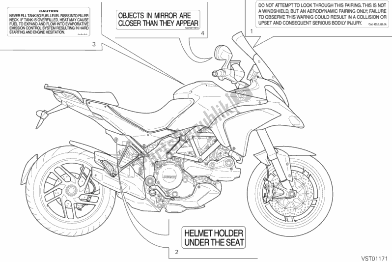 All parts for the Label, Warning of the Ducati Multistrada 1200 S GT USA 2014